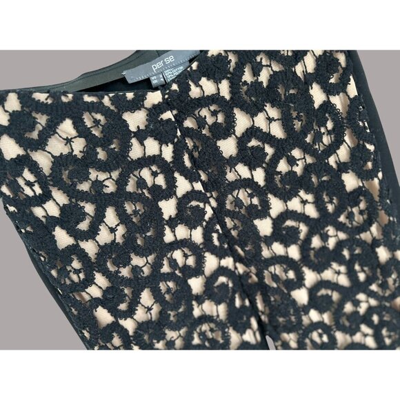 Per Se Womens Black Lace Overlay Pants Goth Nude Lining US 2 / UK 4 - Picture 7 of 9